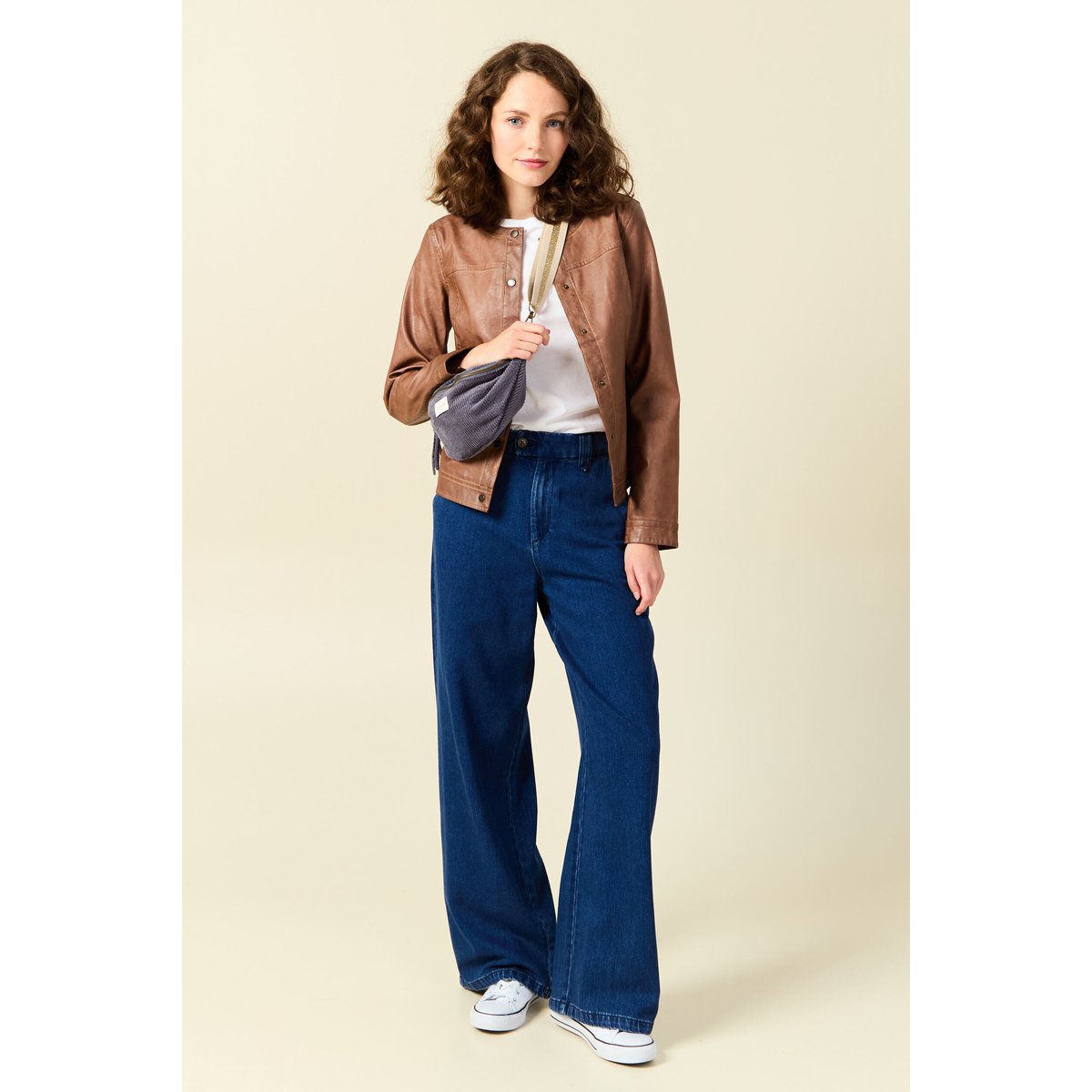 Blouson simili cuir marron, BONOBO