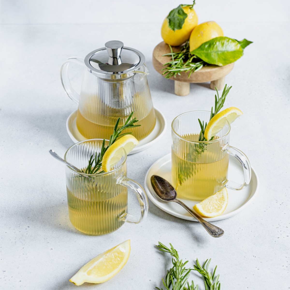 Théière Set théière Darjeeling et 2 mugs en verre 0L THÉIÈRES couleur unique, CRISTEL