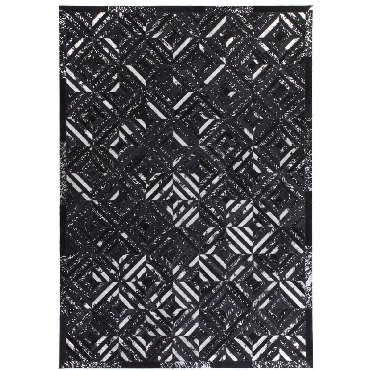 Tapis rectangulaire en cuir fait main SPARK noir, argent, ARTE ESPINA
