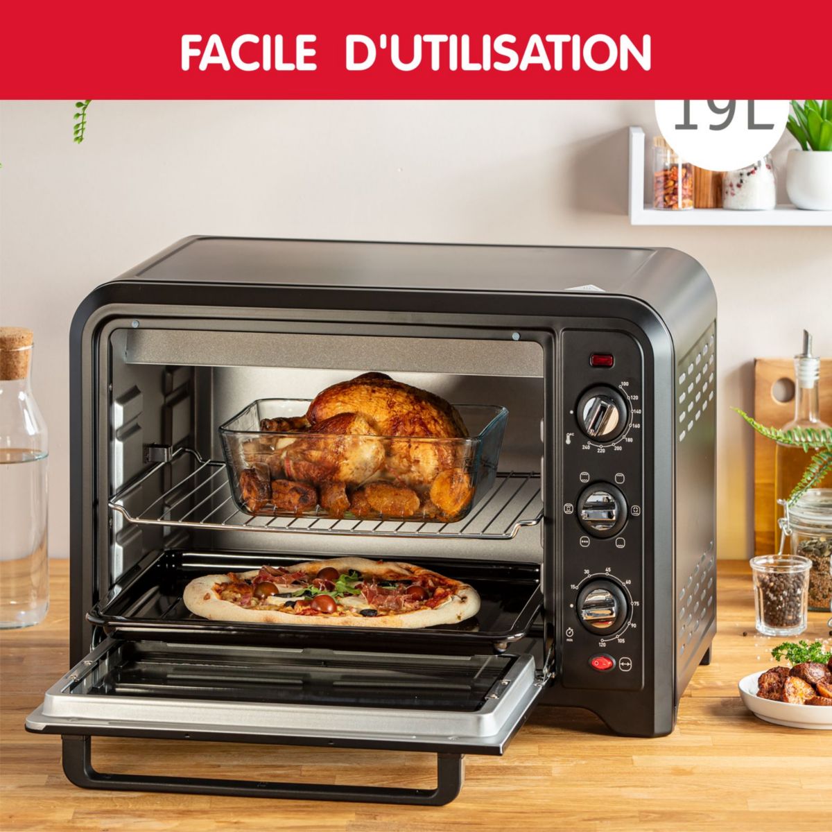 Mini four optimo 19l YY5187FB couleur unique, MOULINEX