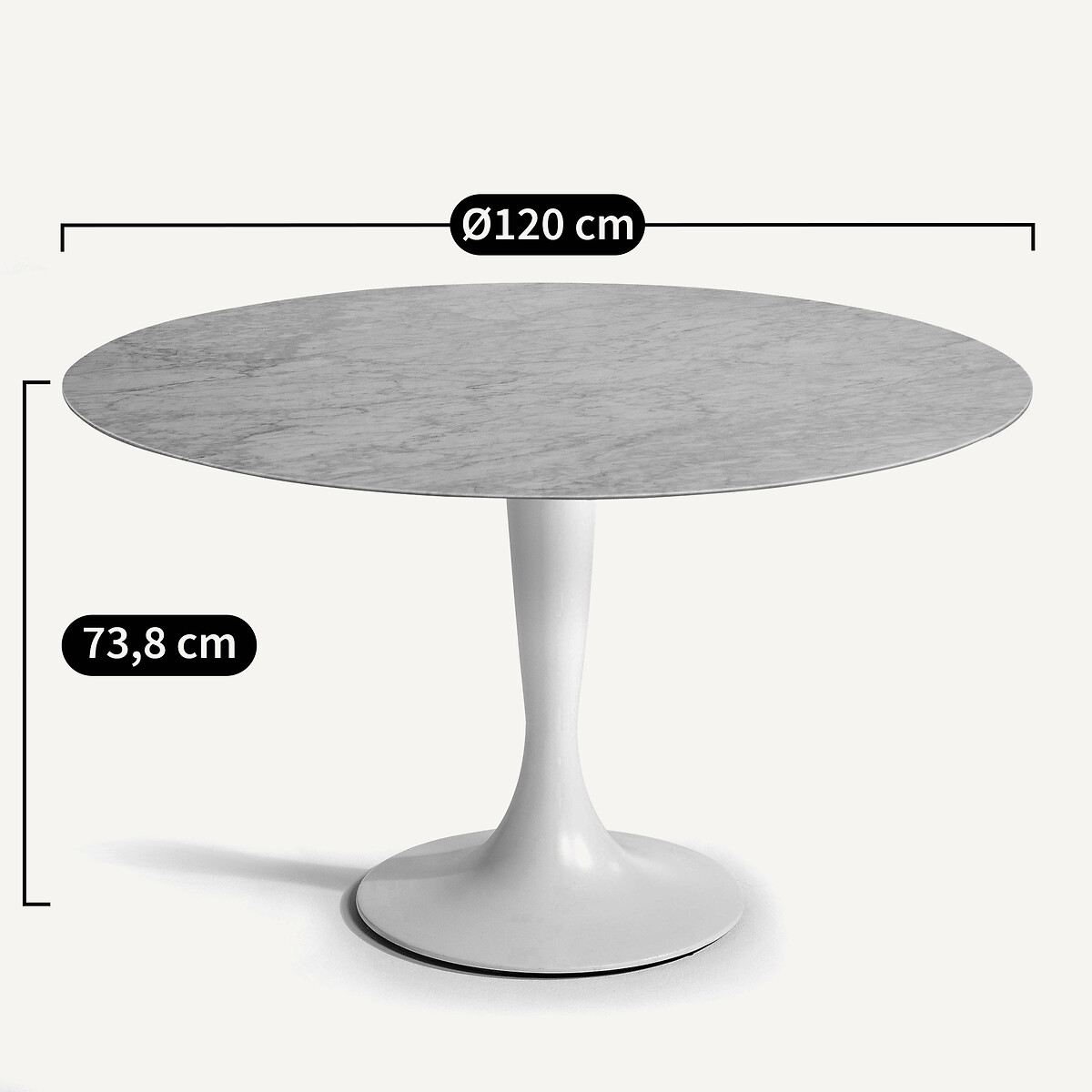 Keramik-Tischplatte TIRONDO, Durchmesser 120 cm keramik weiss, AM.PM