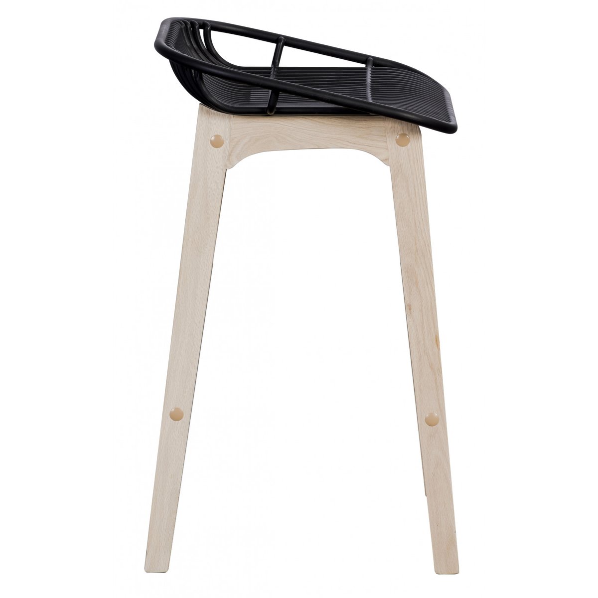 Lot de chaises d'îlot et bar en chêne et assise plastique 65cm MALMO | Lot de 6 noir, MOB IN
