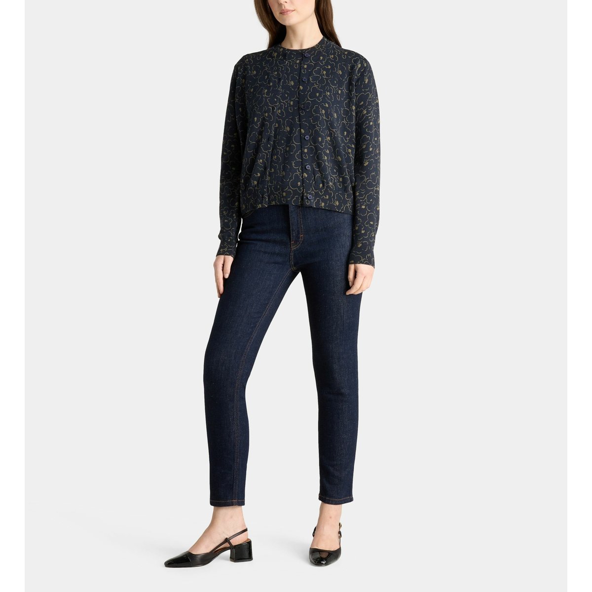 Cardigan angie tra ample en coton bio bleu foncé, GALERIES LAFAYETTE
