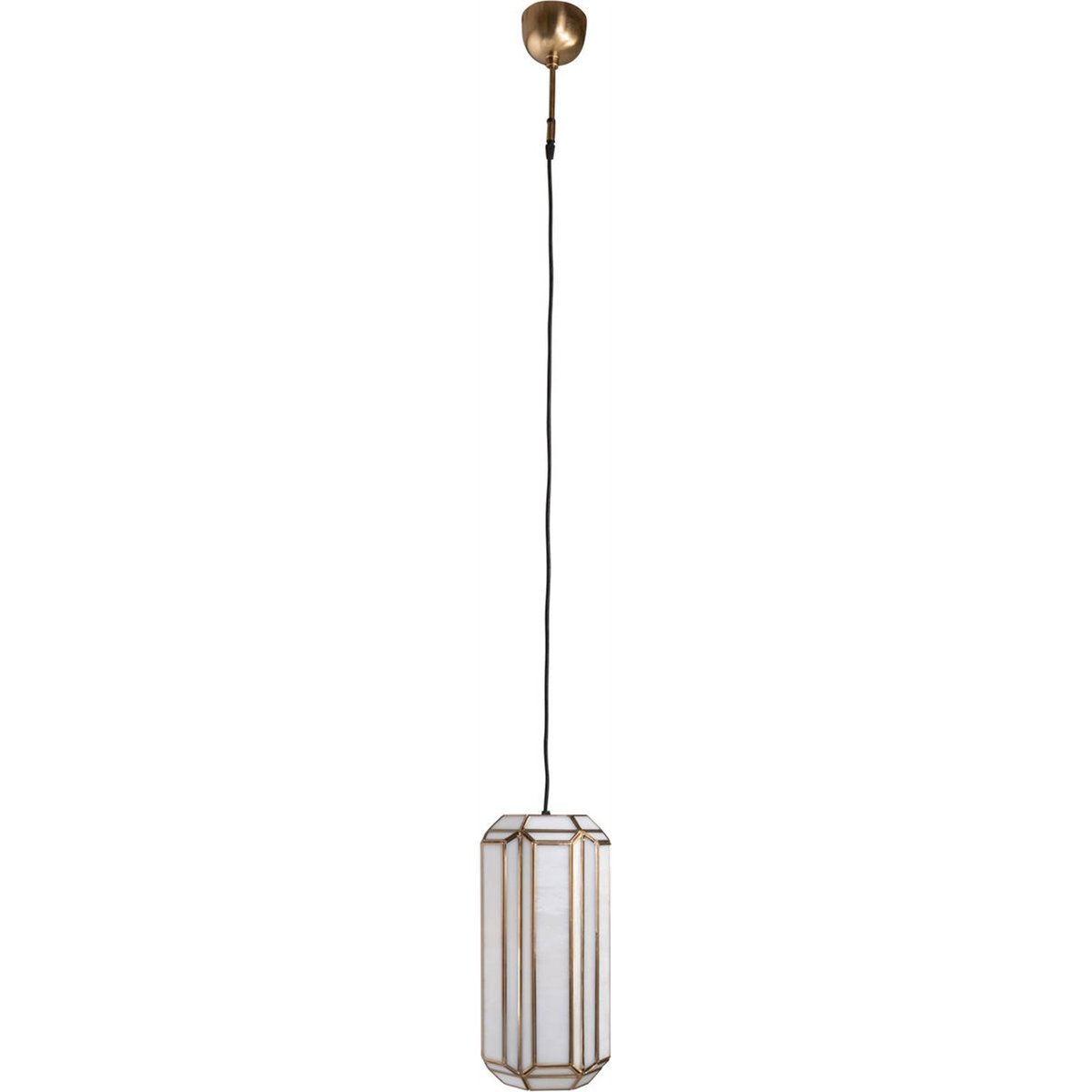 Suspension en verre et laiton antique laiton antique et verre blanc, RECOLLECTION