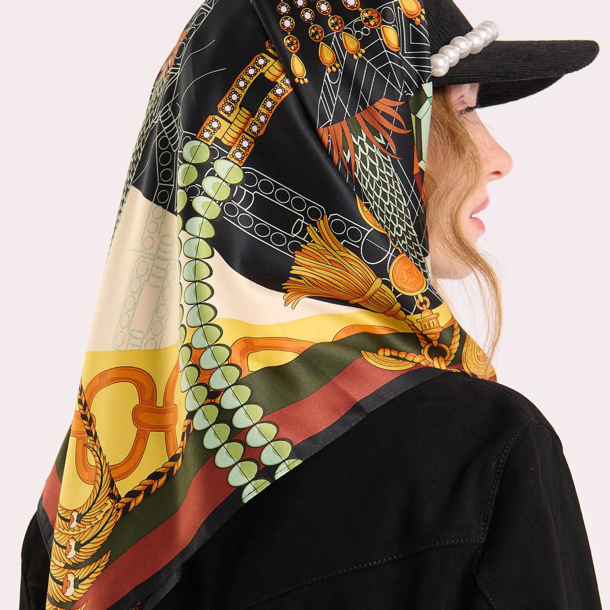 Foulard Medium à motifs DIAMONDS noir, WILD