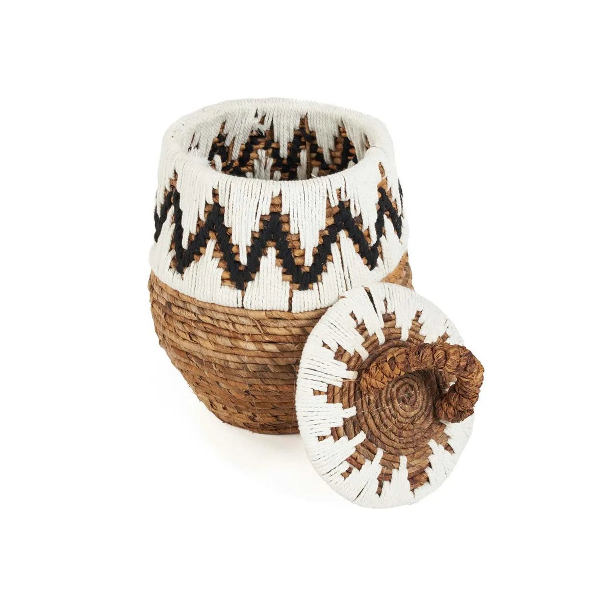 Panier en feuille de bananier LITTLE BAY blanc beige, BAZAR BIZAR