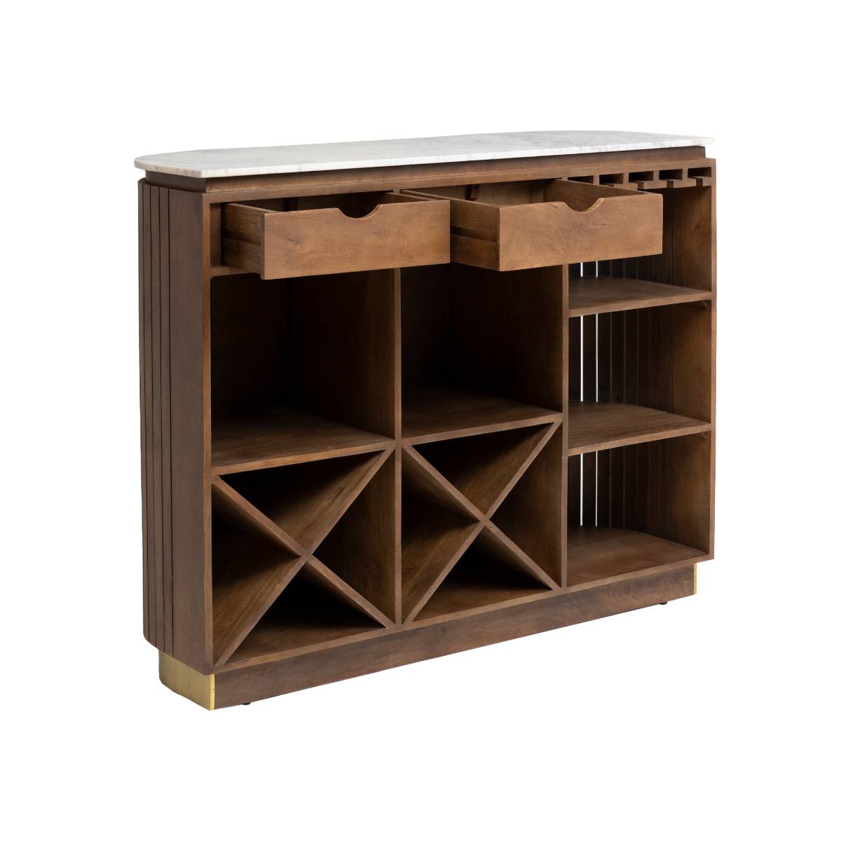 Bar en bois de manguier et marbre blanc SIENNE bois foncé, MADE IN MEUBLES