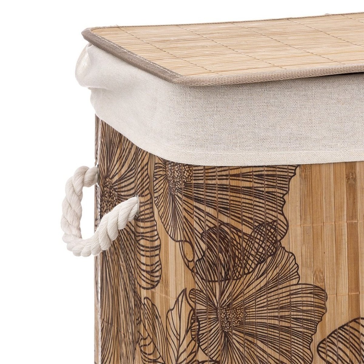 Panier à Linge Bambou Blackflora beige, ATMOSPHERA