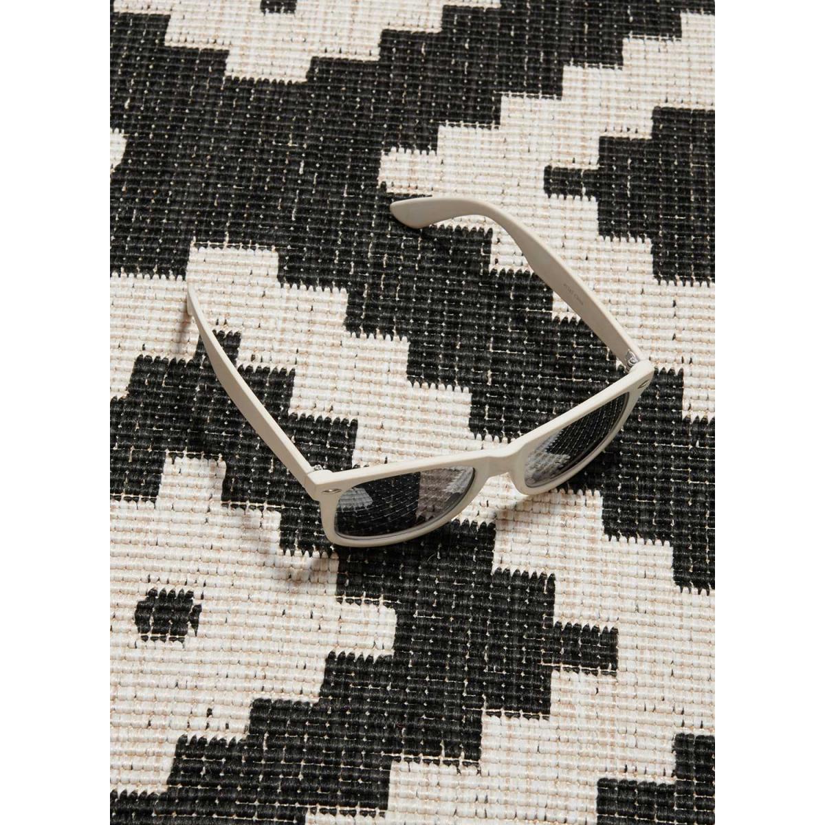 Tapis extérieur, kilim reversible LYN2 I REVERSIBLE noir, crème, UN AMOUR DE TAPIS