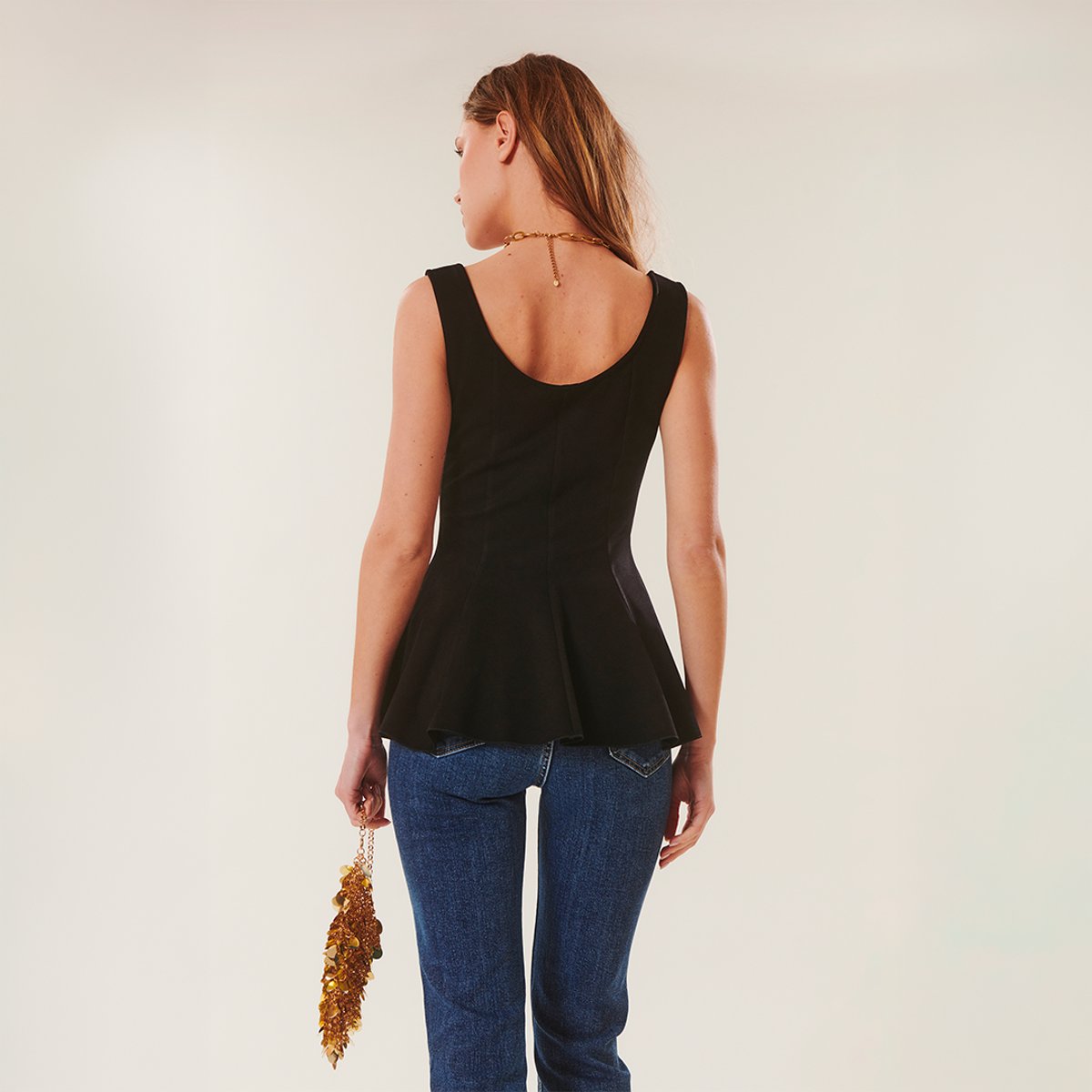 Top sans manches peplum TODD noir, BENOA