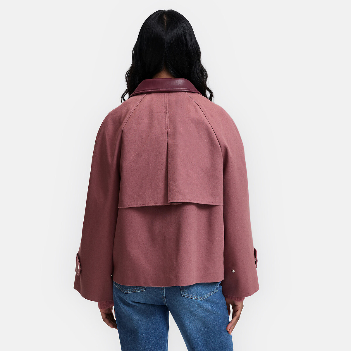 Cotton Jacket with Contrasting Collar dusty pink, LA REDOUTE COLLECTIONS