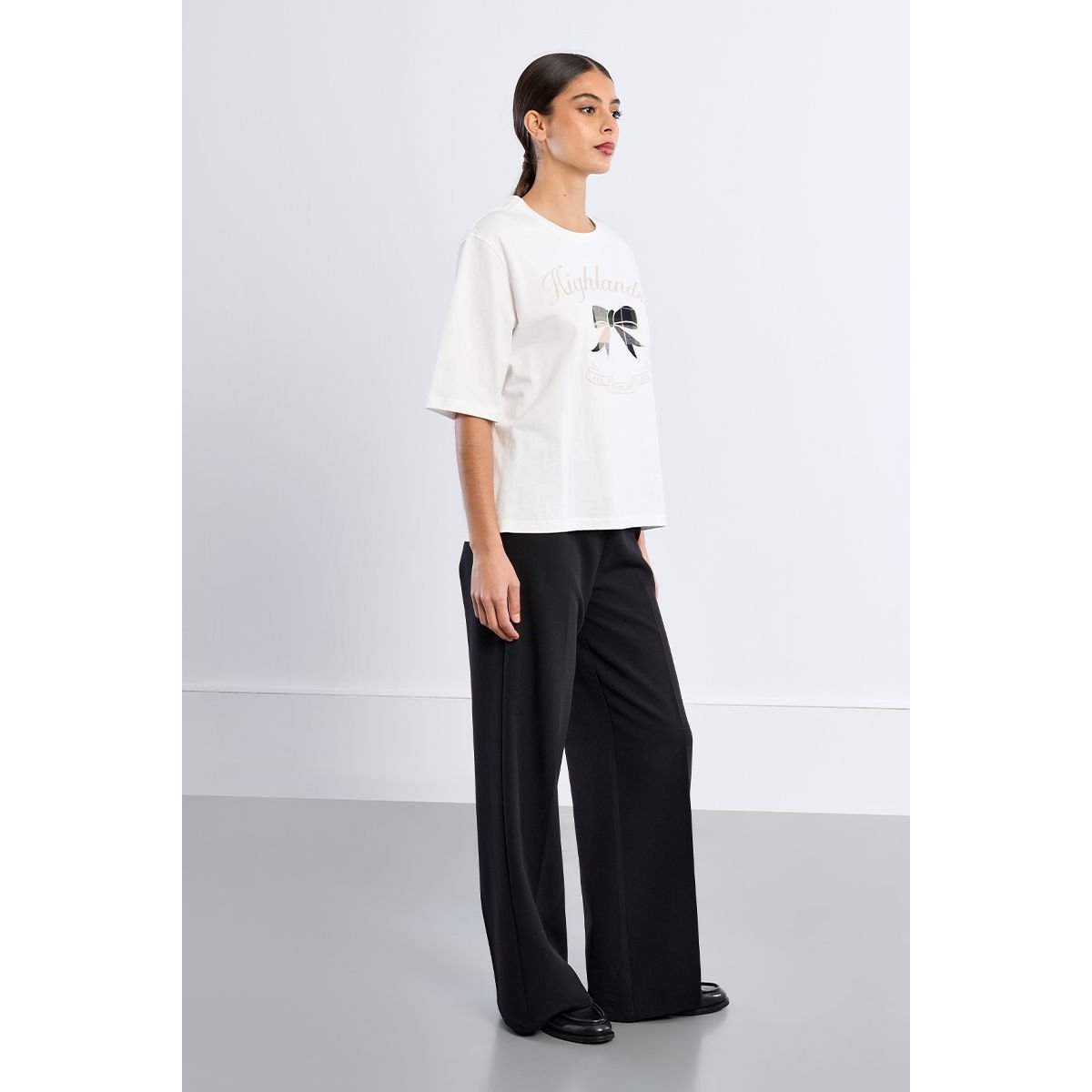 T-shirt oversize en coton, brodé blanc, LILI SIDONIO