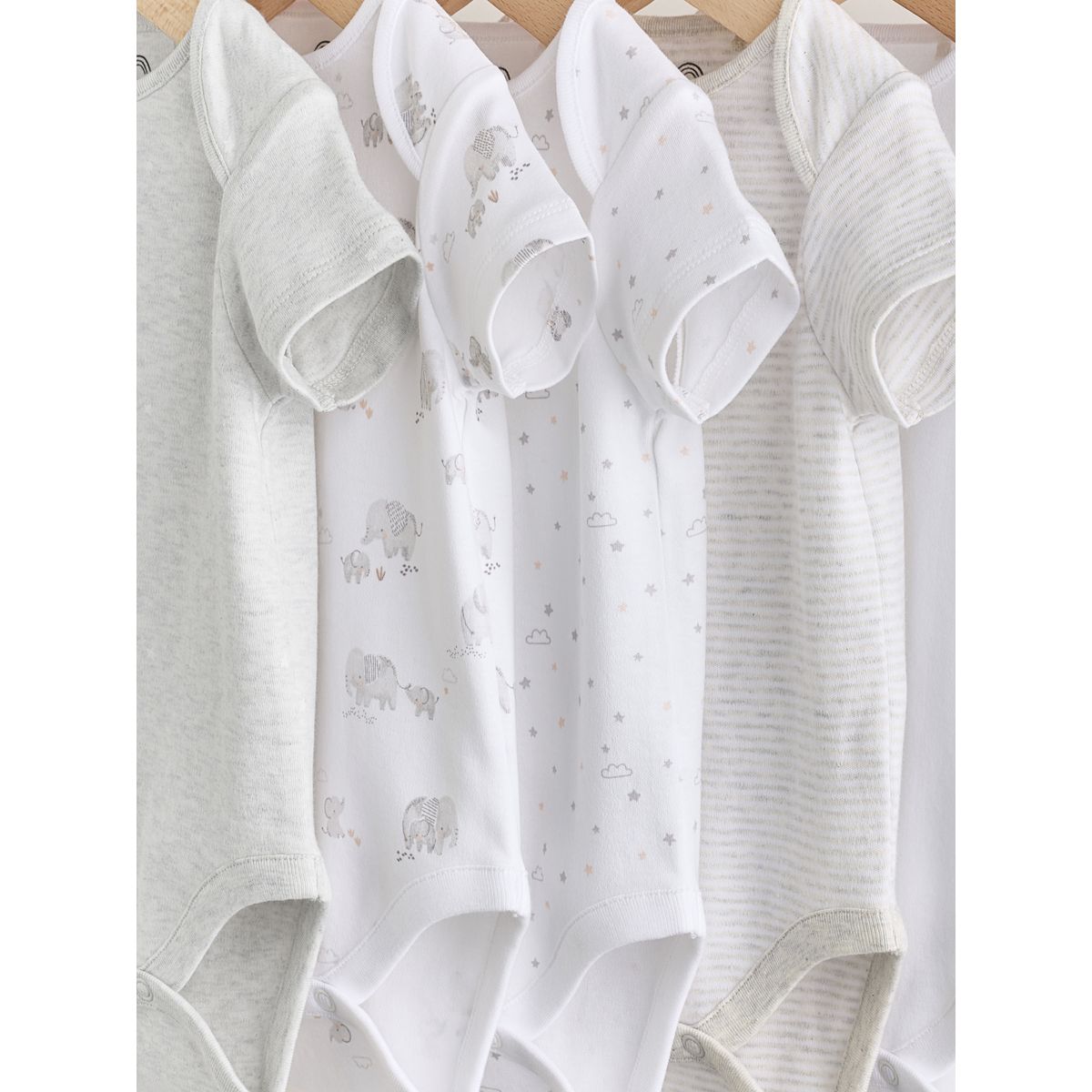 Body bébé à manches courtes, lot de 5 éléphant gris, NEXT
