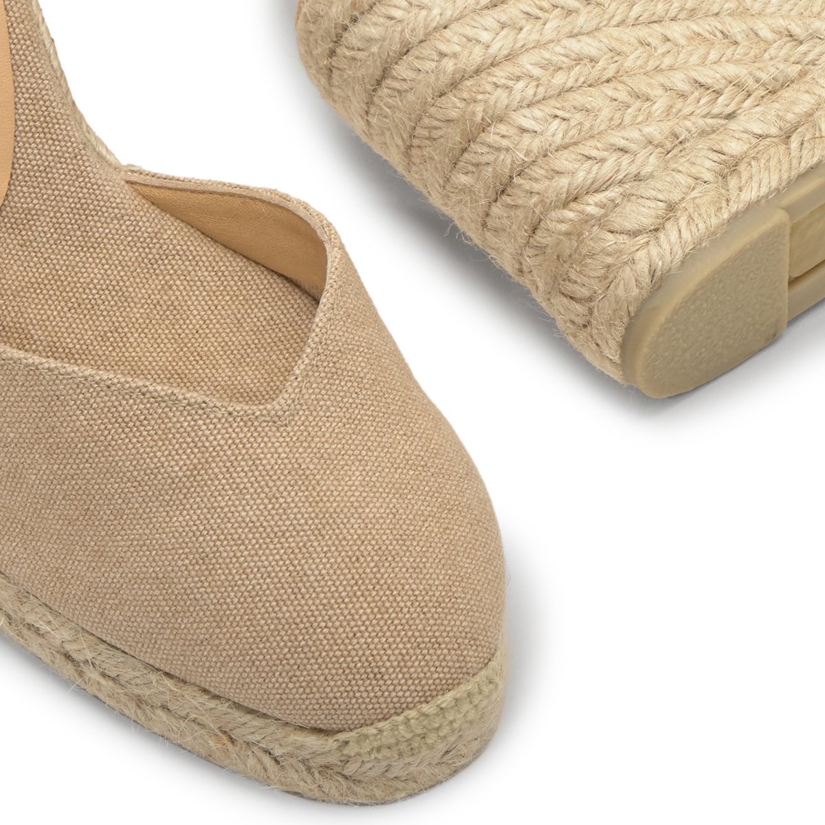Espadrilles compensées en jute tressée à découpe en V CHIARA PLATFORM sable, CASTANER