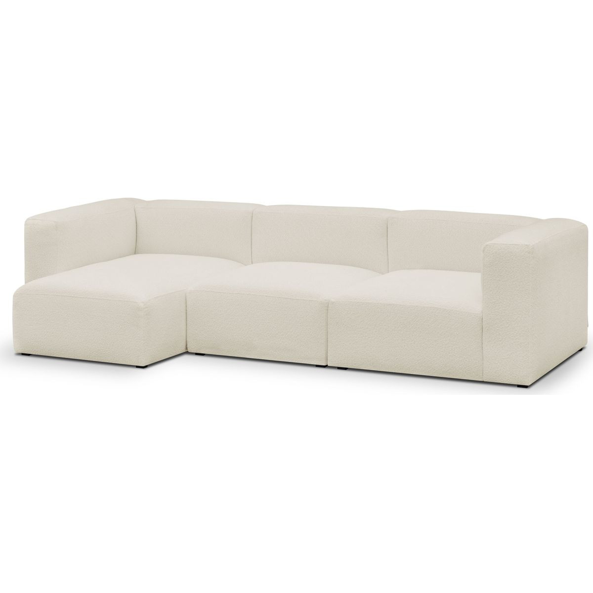 Canapé d'angle à gauche modulable 4 places en tissu bouclette - MODULO beige, HOMIFAB