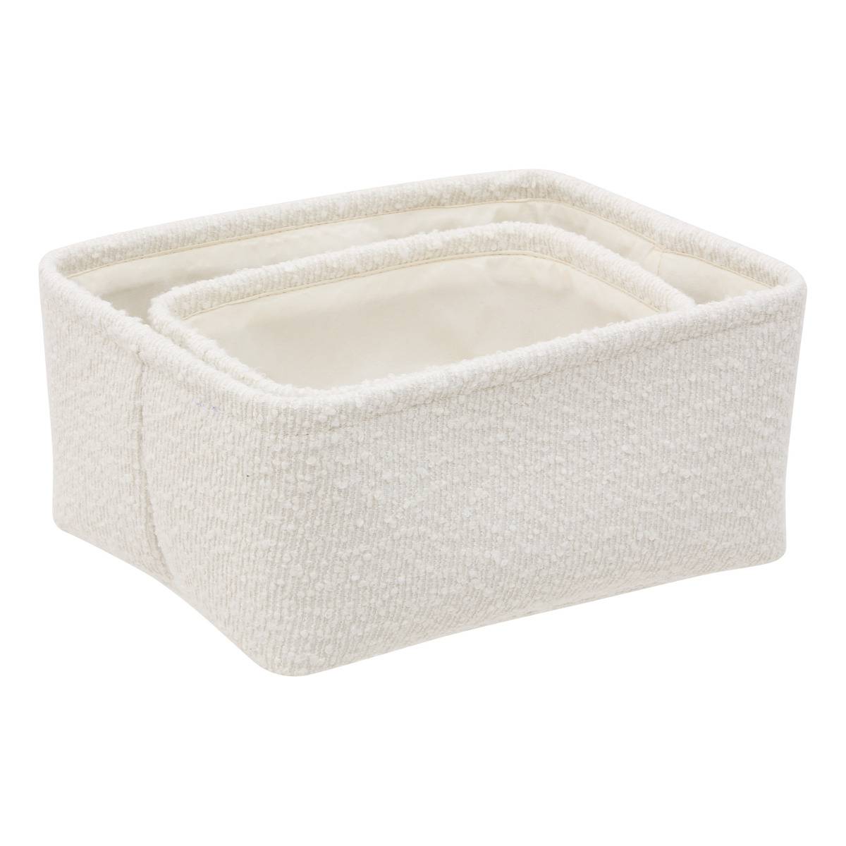 Lot de 2 paniers rectangulaires BOUCLETTE blanc, 5FIVE SIMPLY SMART