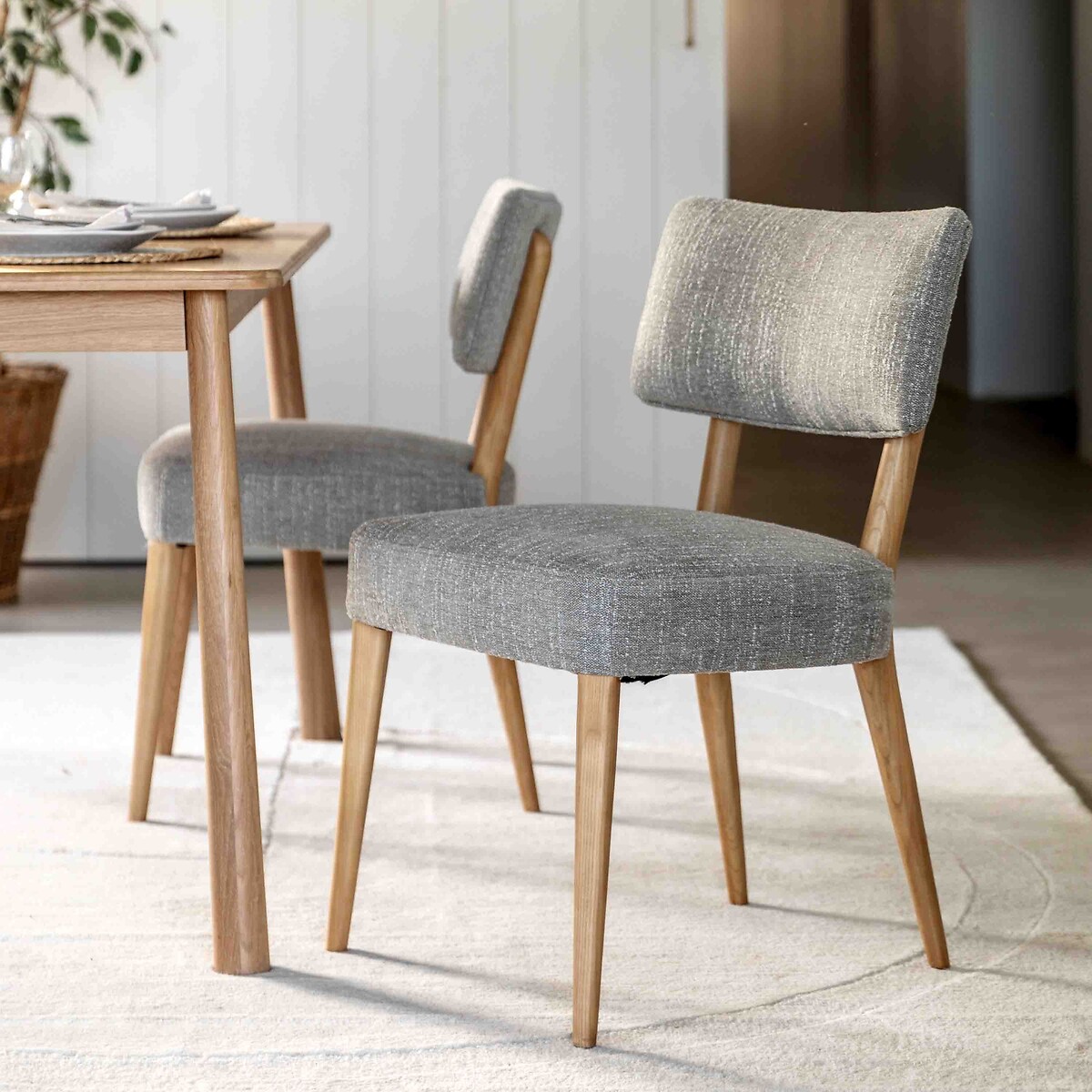 Set of 2 Aethel Ash Wood Dining Chairs grey, ÉDITÉ