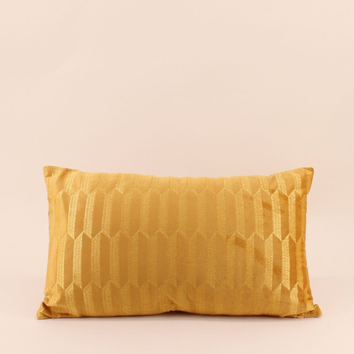 Coussin en velours brodé 30x50cm jaune, ORNAMI