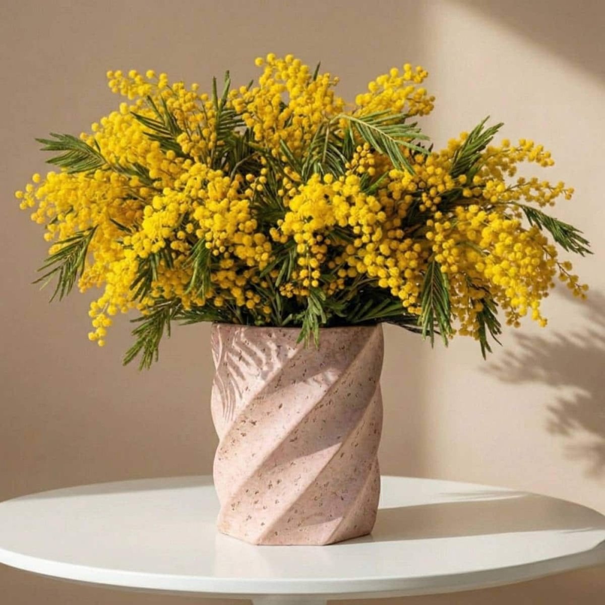 Vase twist imitation travertin, H15cm beige, ORNAMI