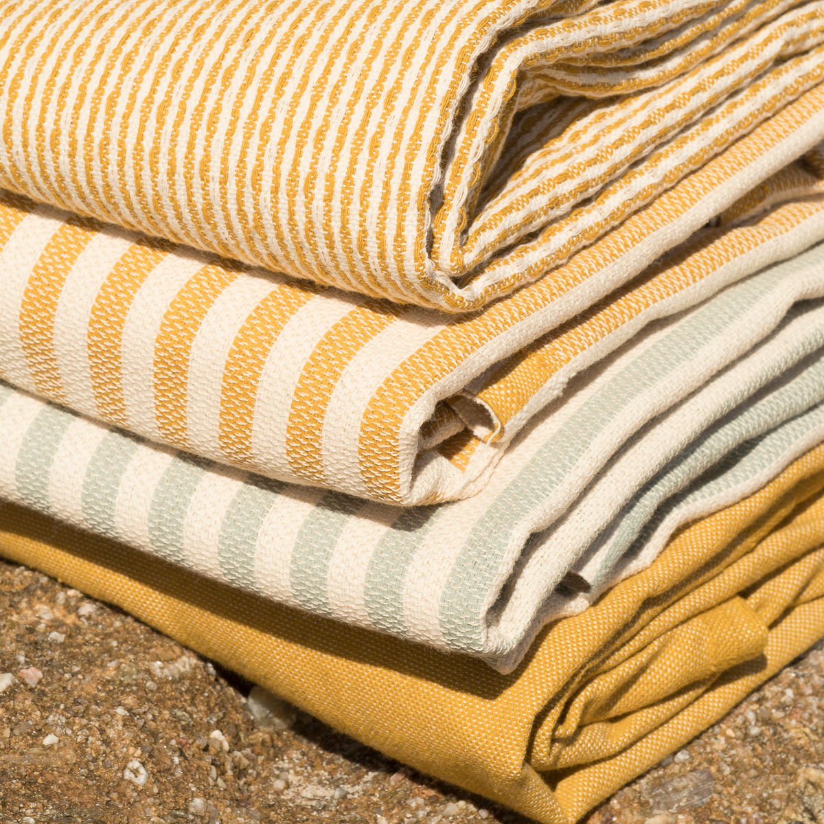 Lot de 2 foutas XXL coton HOSSEGOR jaune moutarde, FEBRONIE