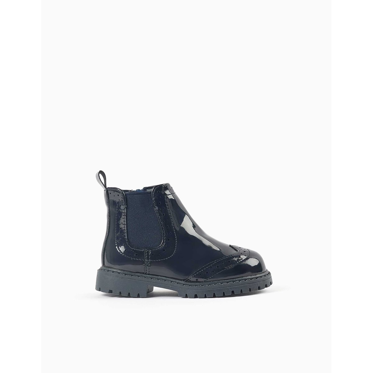 Bottines Chelsea vernies avec détails brogue bleu, ZIPPY