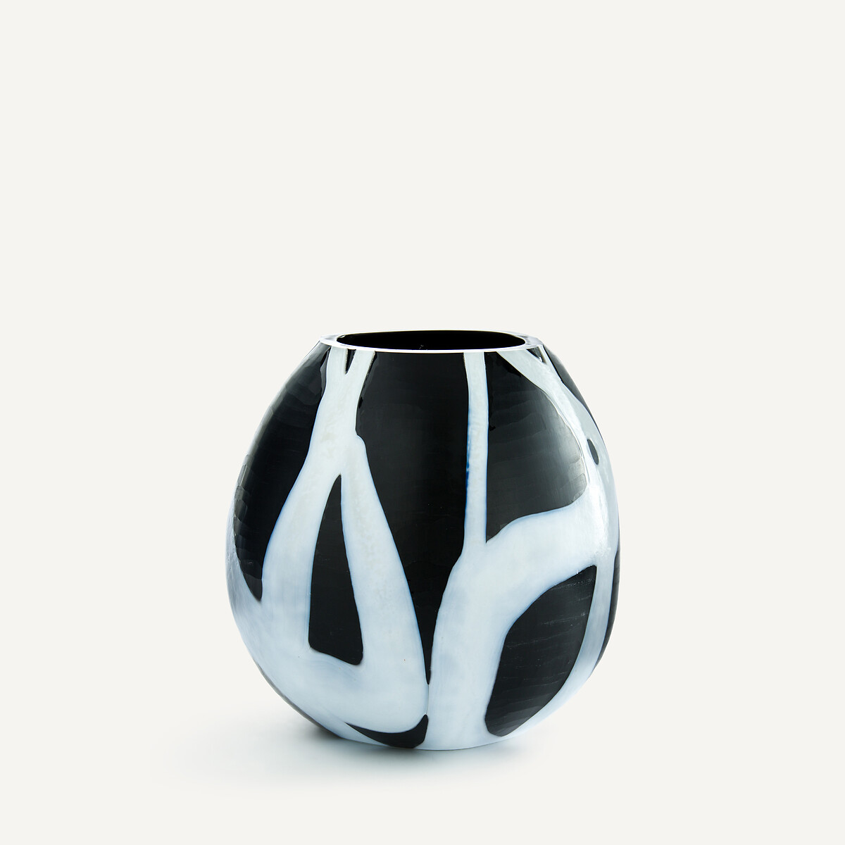 Vase en verre soufflé à la bouche, H20 cm, Neza noir/blanc, AM.PM