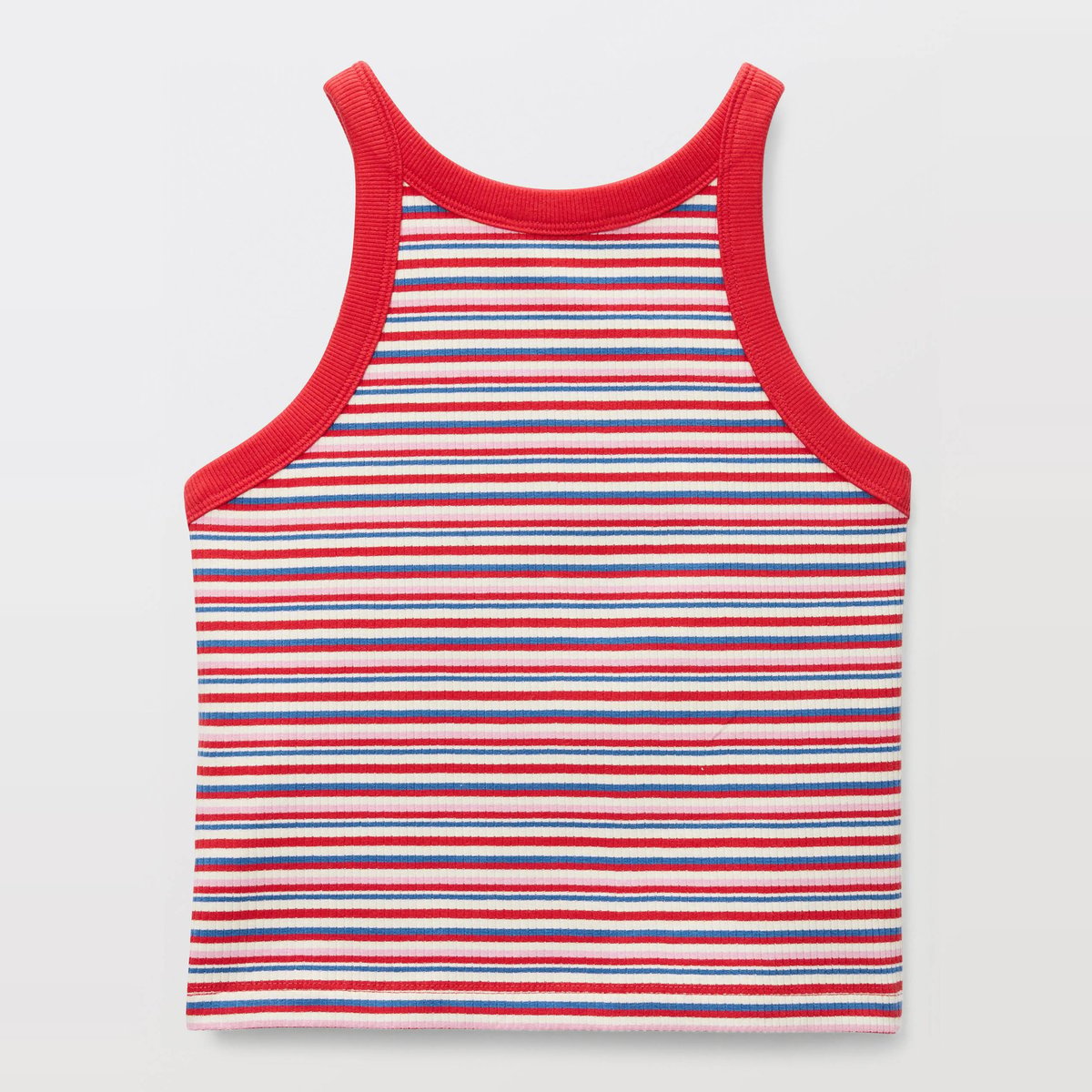 Débardeur rayé en coton rouge, MONOPRIX