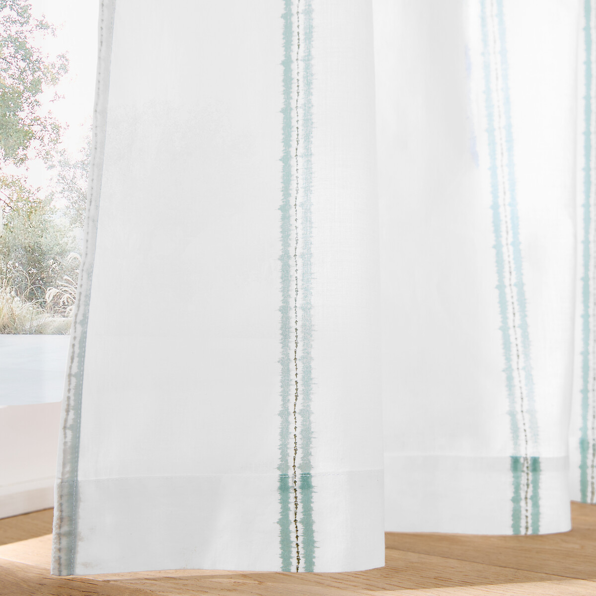 Voilage motif rayé ikat en coton, à anneaux, ASTI imprimé ikat, LA REDOUTE INTERIEURS