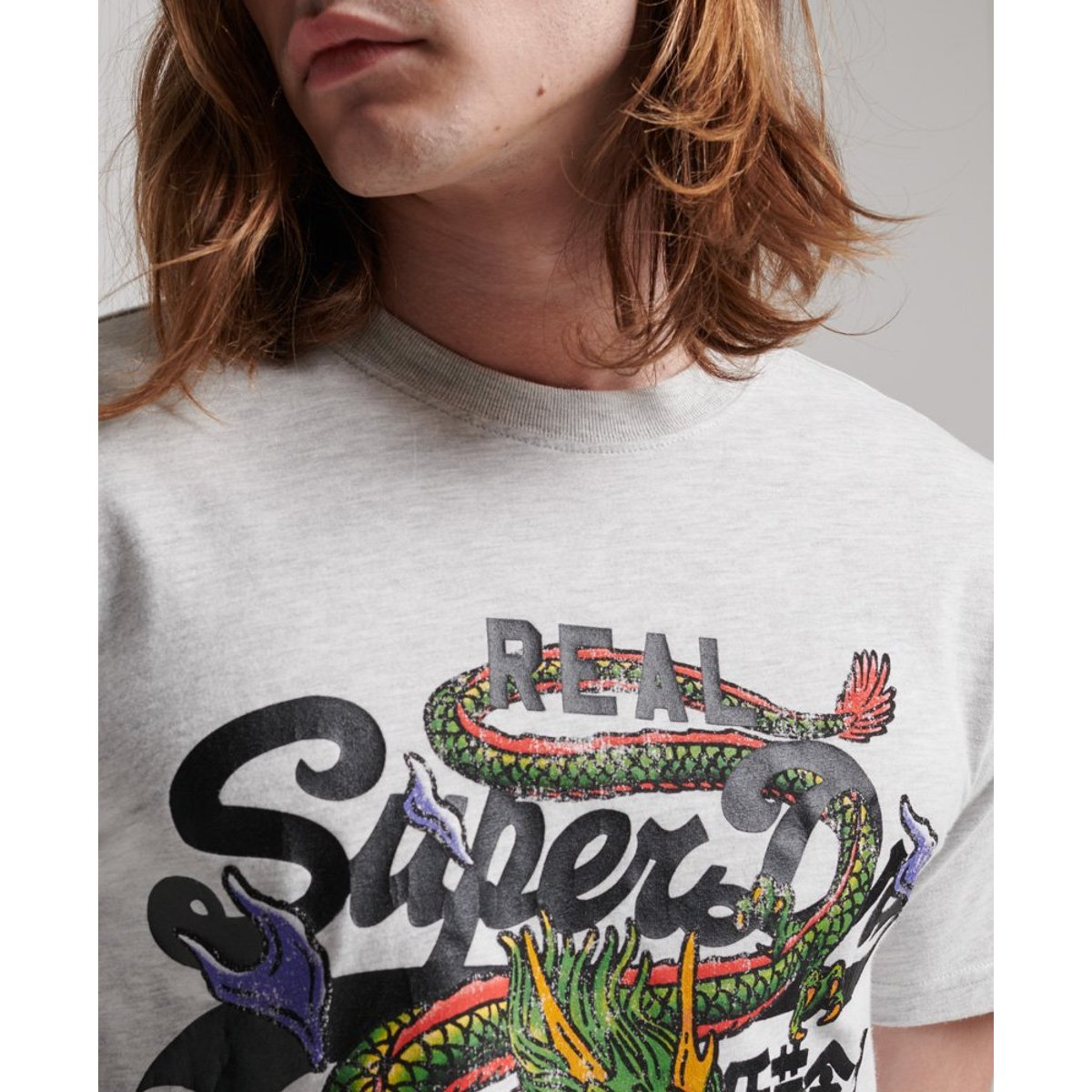 T-shirt Vintage Logo Narrative gris glacier chiné, SUPERDRY