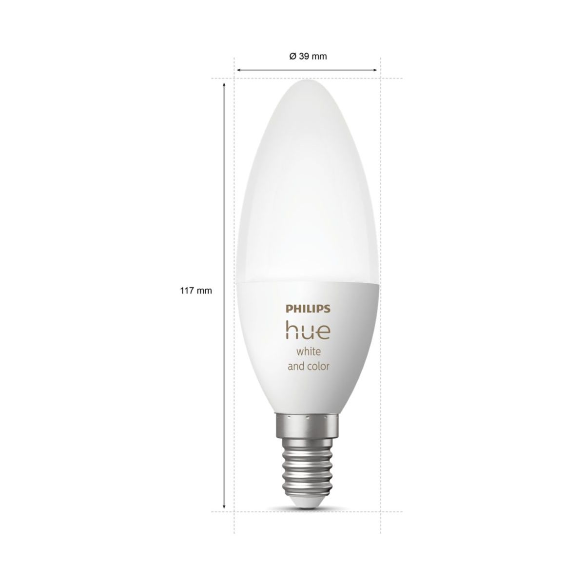 Ampoule LED connectée E14 White&Color Ambiance Flamme pack 2 multicolore, PHILIPS HUE