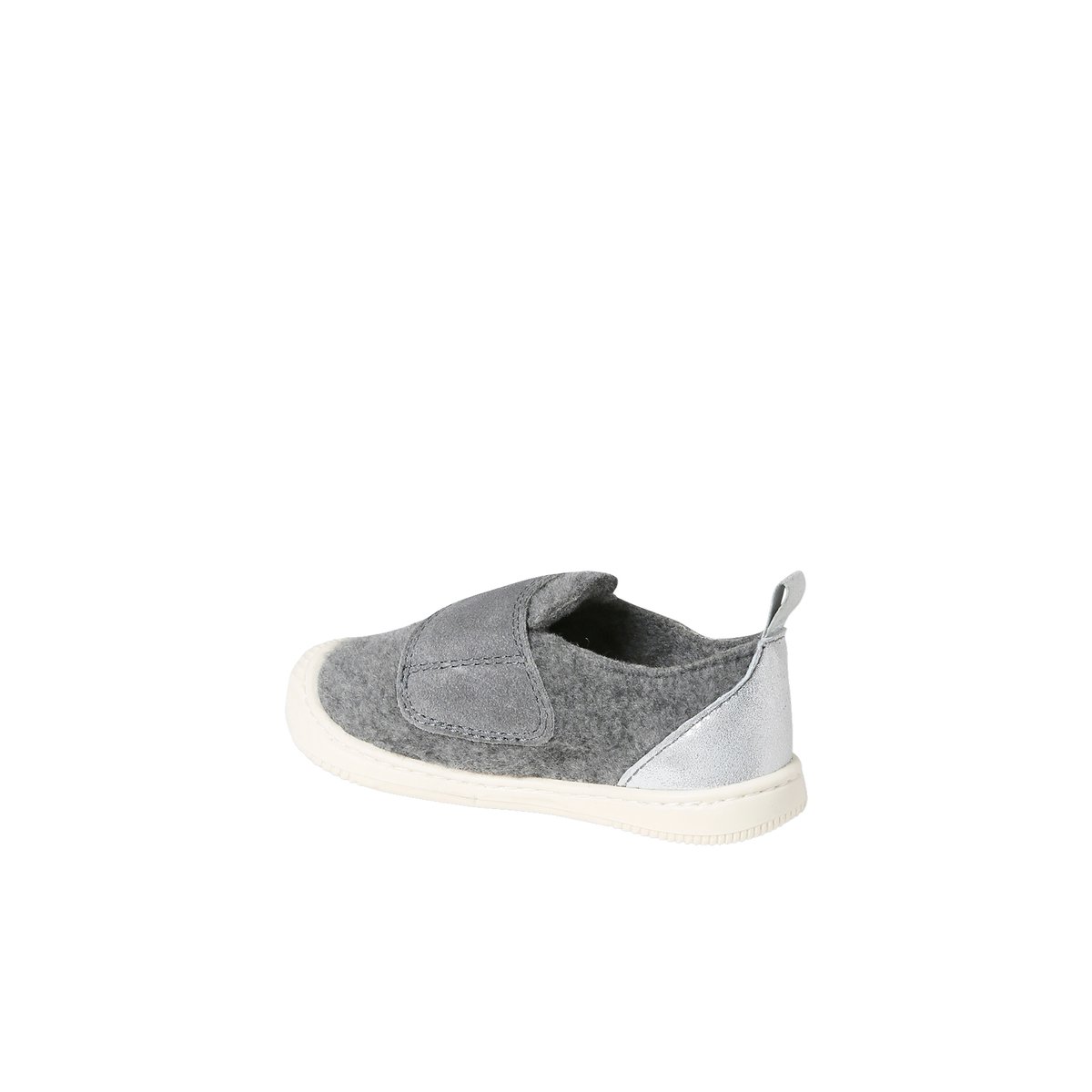 Chaussons scratchés bébé en feutre gris chiné, VERTBAUDET