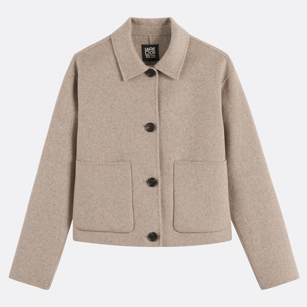 Cappotto corto fatto a mano in misto lana beige chiné, LA REDOUTE COLLECTIONS