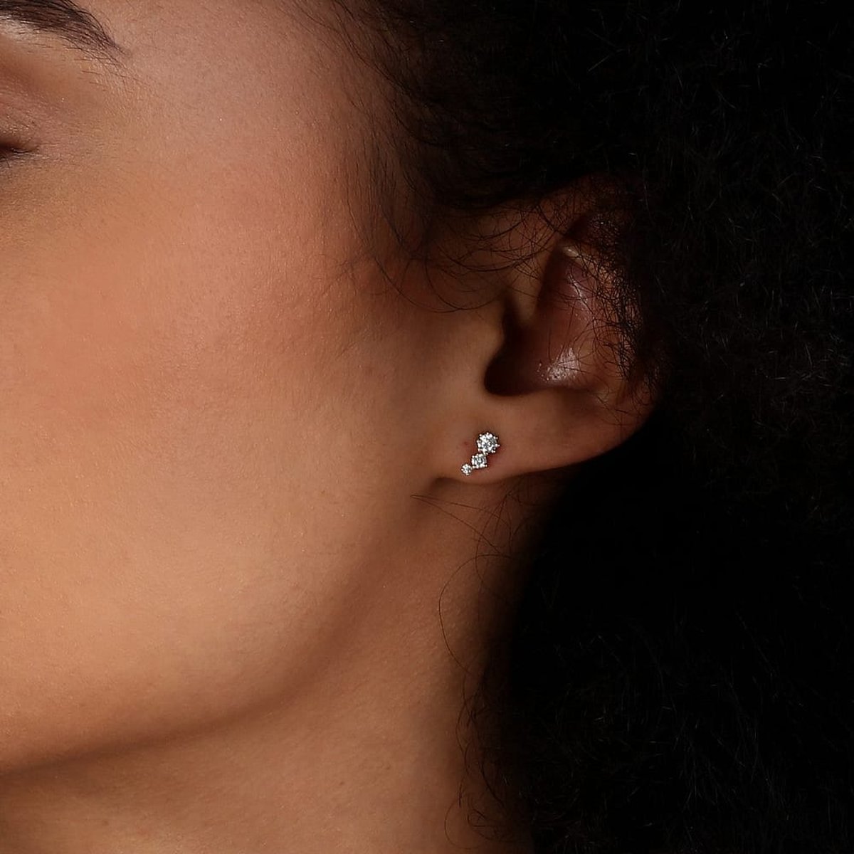 Boucles d'oreilles en Diamant Synthétique/diamant Synthétique/or 375/1000 et Diamant synthétique or, LIVE DIAMOND