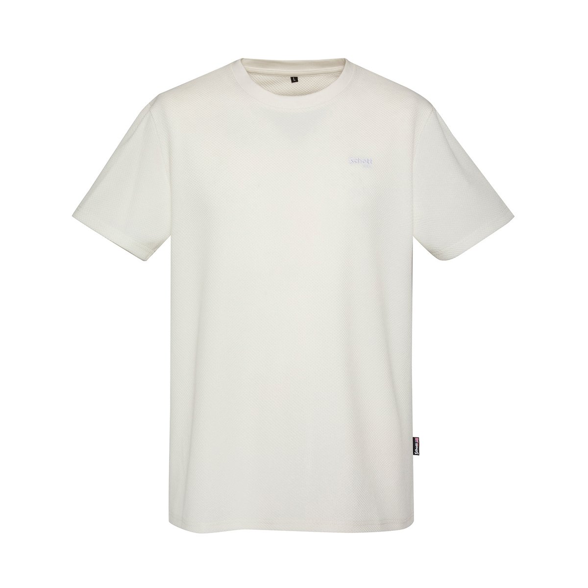 T-shirt maille effet gaufré blanc, SCHOTT