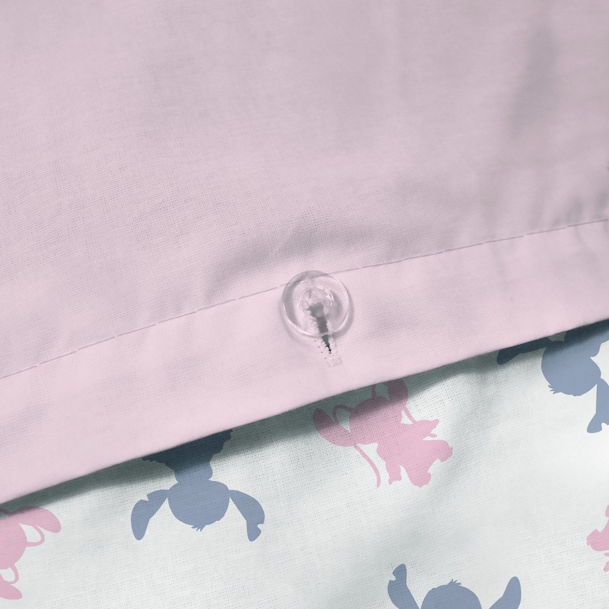 Parure de lit imprimée réversible 100% coton, AMOUR rose, DISNEY STITCH