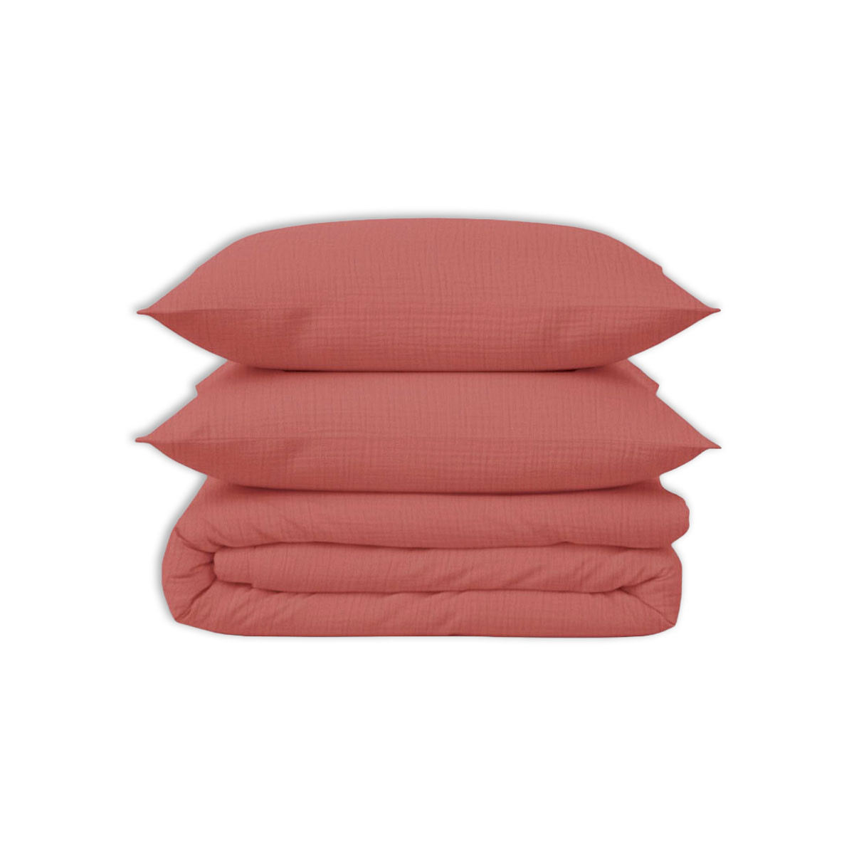 Housse De Couette   - GAZE DE COTON rose terracotta, TRADITION DES VOSGES