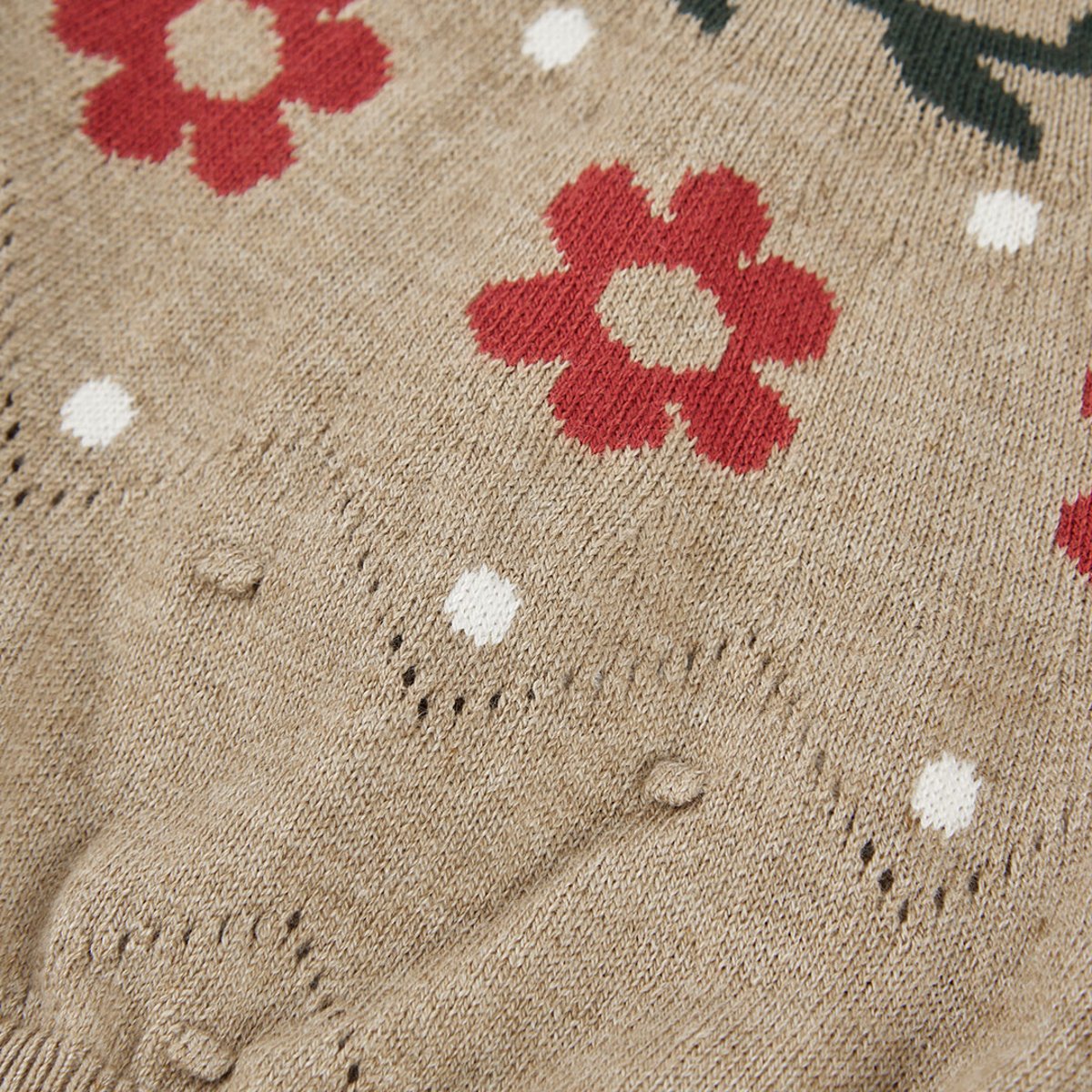 Pull fille imprimé de fleurs beige, BOBOLI