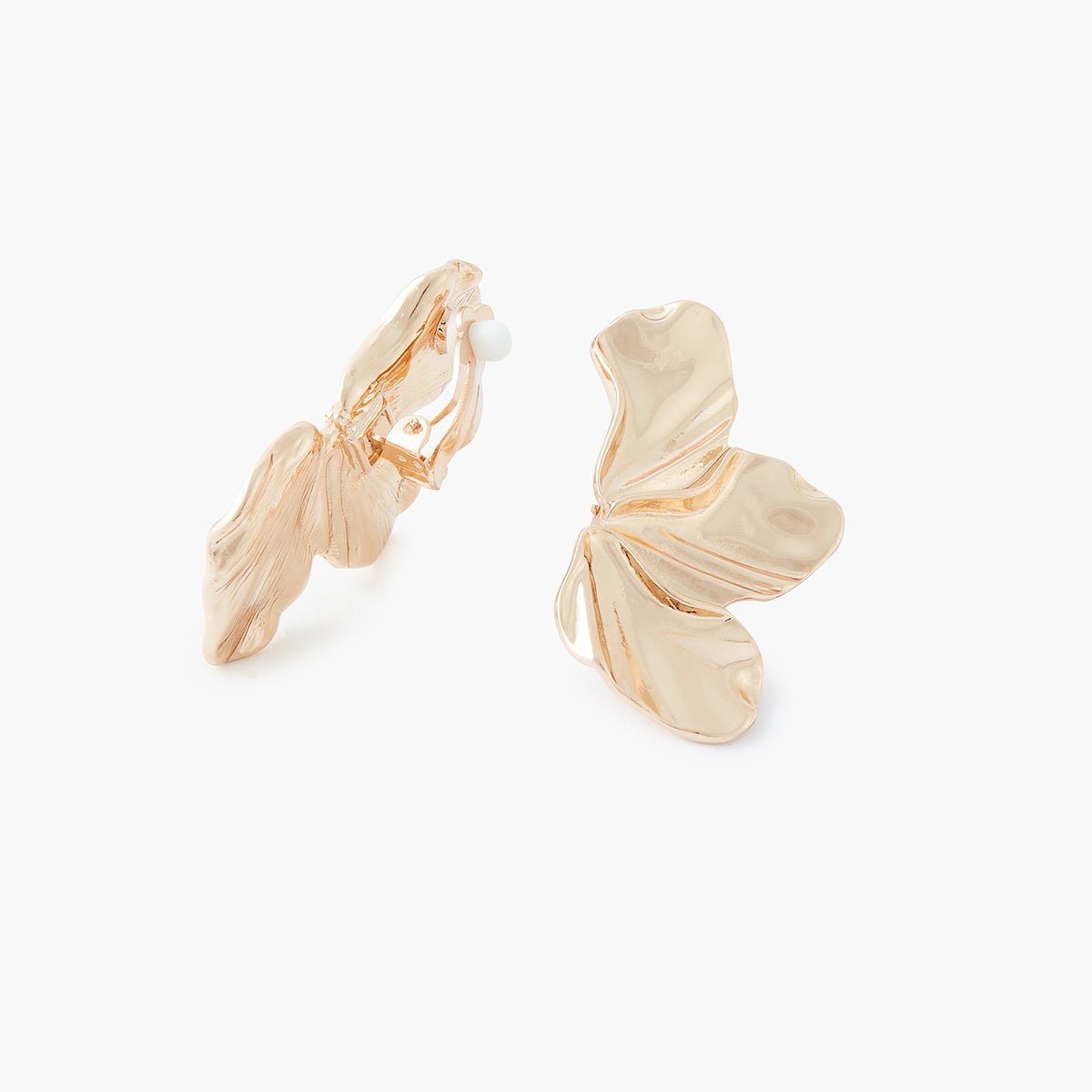 Boucles d'oreilles clips - demi fleurs dorées doré, BALABOOSTE