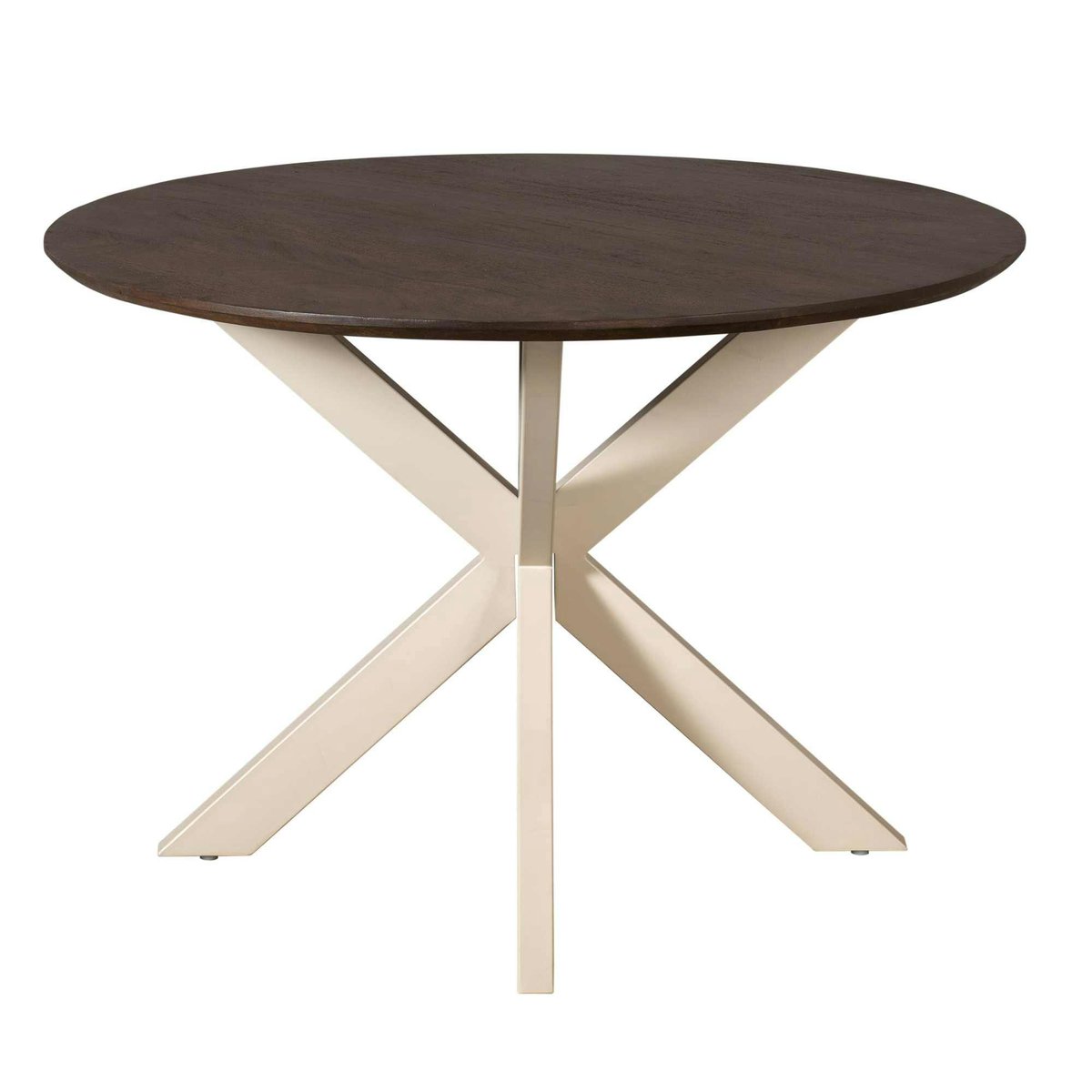 Table ronde 4 personnes bois/métal CORTINA marron / ecru, PIER IMPORT
