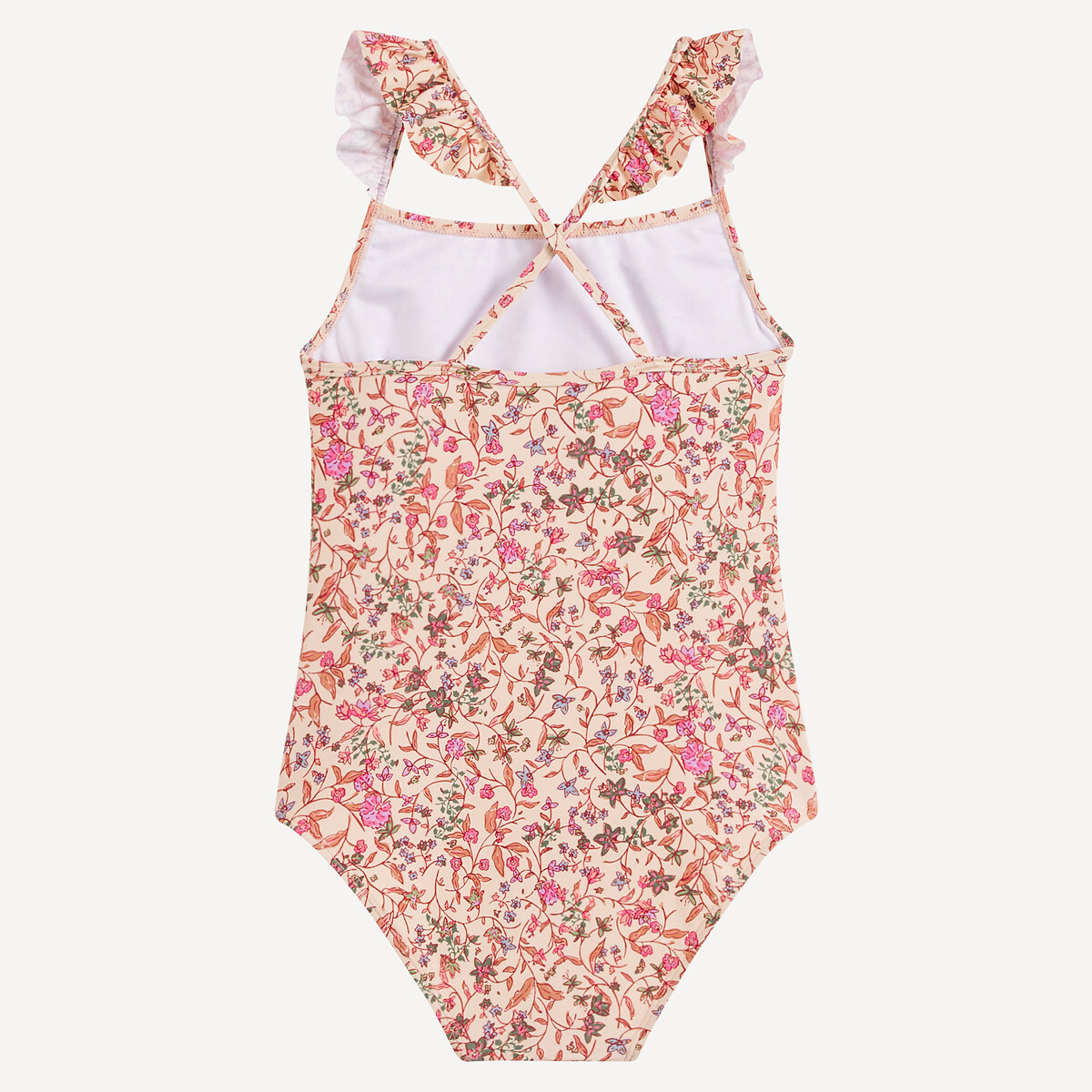 Badpak met bloemenprint bedrukt ecru, LA REDOUTE COLLECTIONS