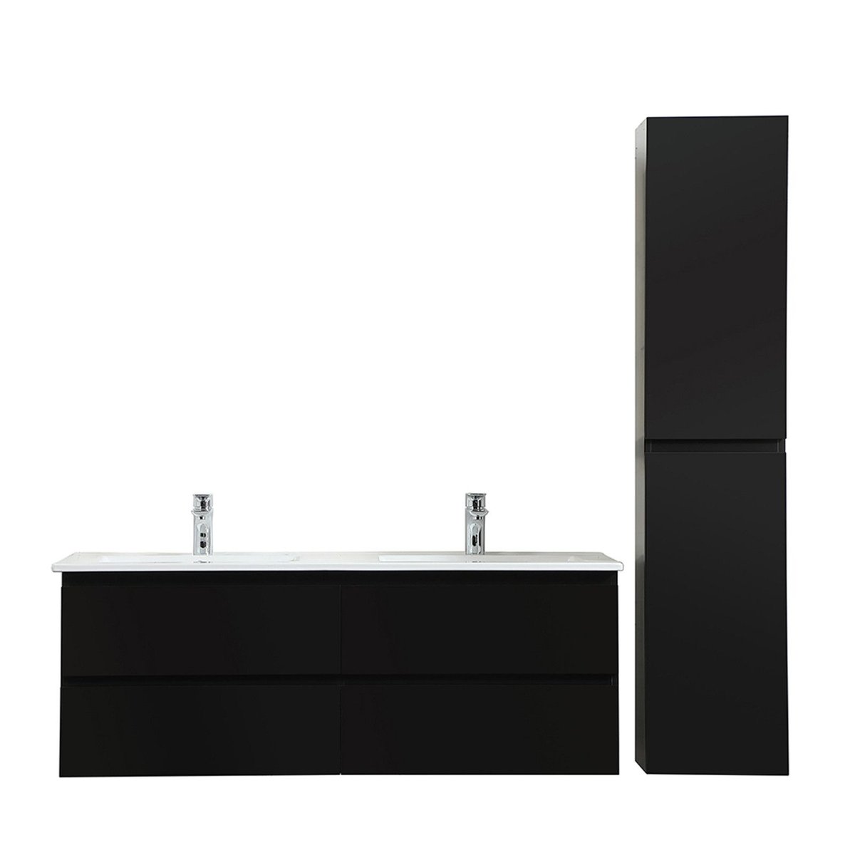 Meuble double +vasque +colonne SORRENTO noir, MOB IN