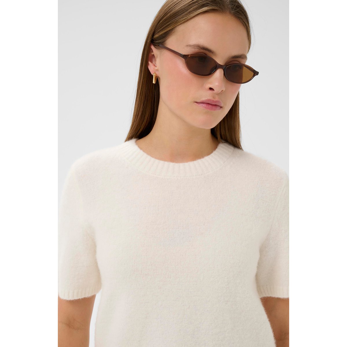 Pullover tricoté blanc broken white, SOAKED IN LUXURY