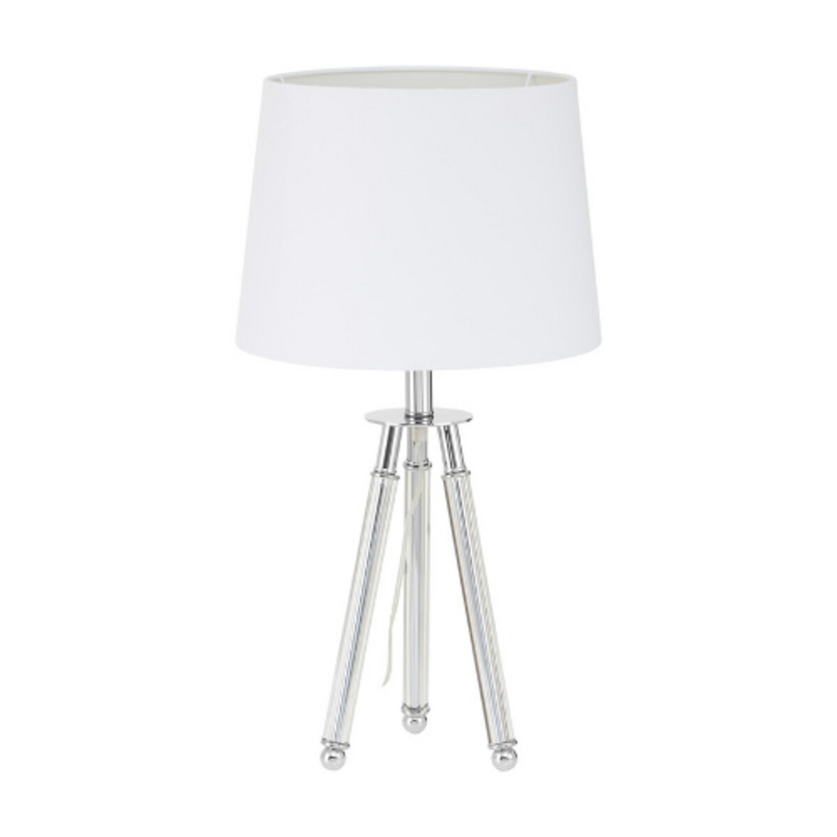Harlen Tripod Table Lamp with White Shade in Chrome silver-coloured, SO'HOME