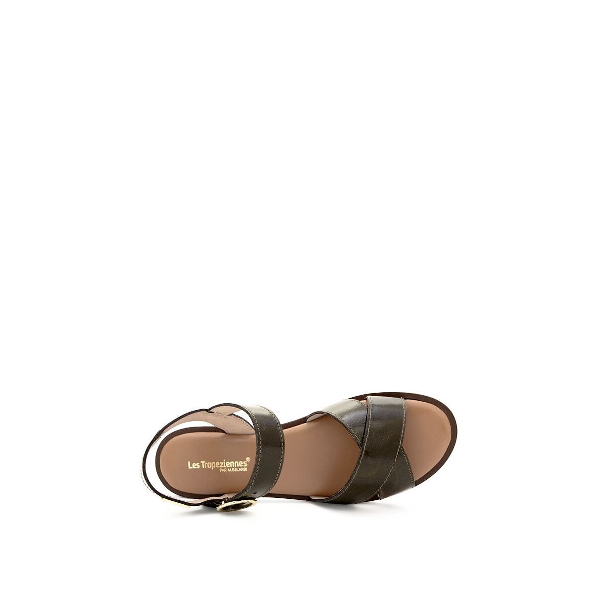 Heagle Flat Leather Sandals khaki, LES TROPEZIENNES PAR M.BELARBI