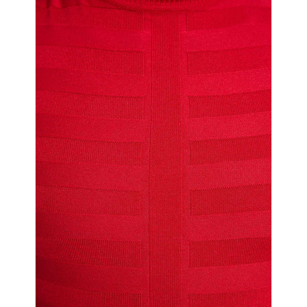 Robe pull en fine maille, col montant rouge, MORGAN