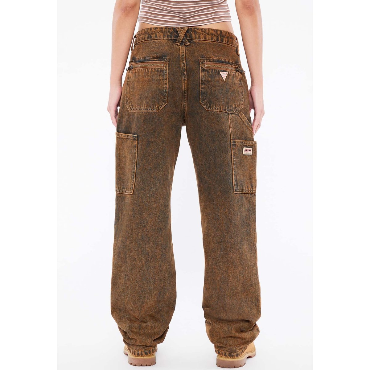 Jean Carpenter Zippé marron, GUESS