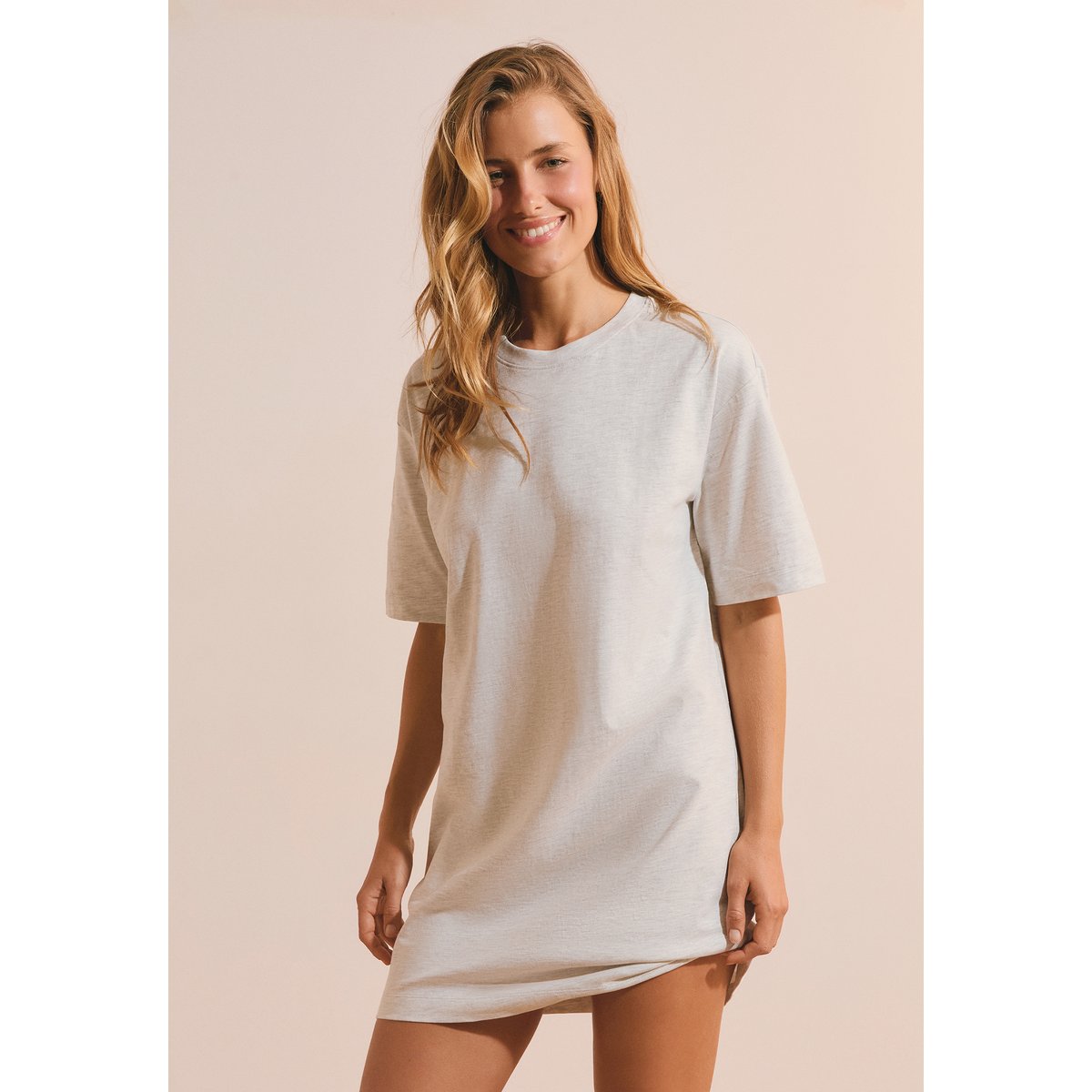 Chemise de nuit en coton JOANNE gris clair, ETAM
