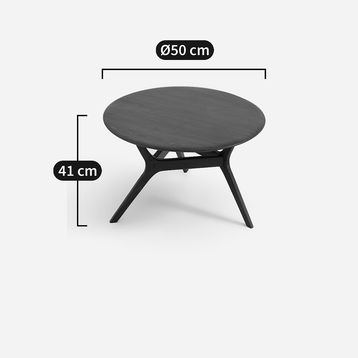 Table basse ronde en noyer massif, diamètre 50 cm, MARICIELO noyer, AM.PM