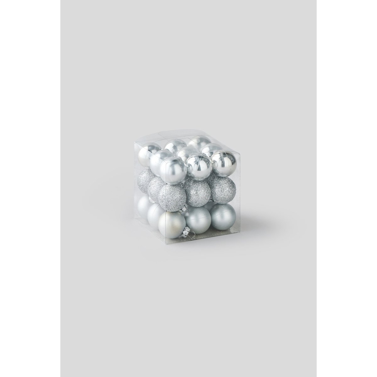 Boite de 27 boules en plastique argent, MONOPRIX