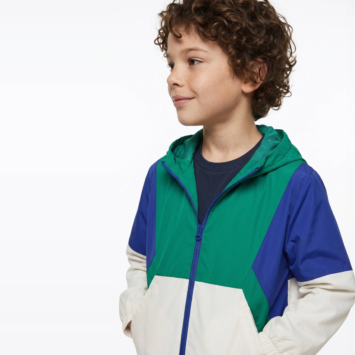 Veste coupe-vent déperlant colorblock naturel, MONOPRIX